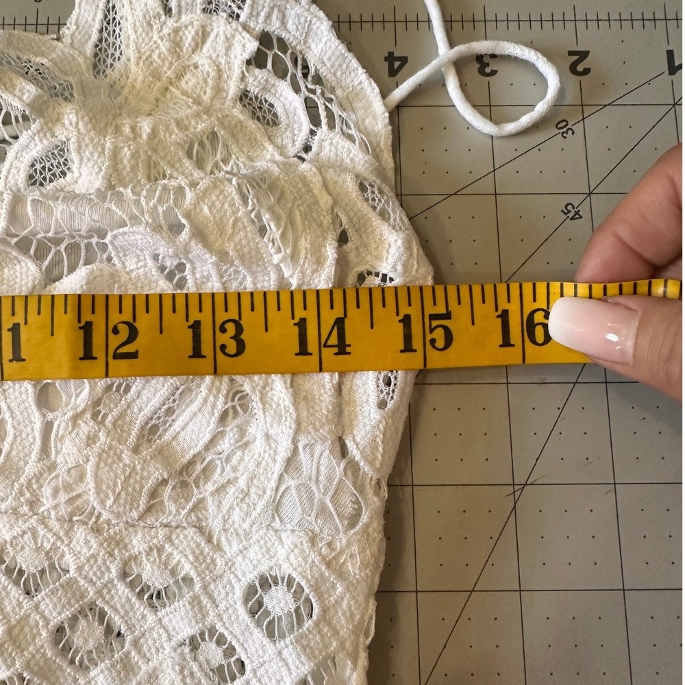 Free People FP One NWT Adella Slip Dress SZ Large White Lace Boho Mini - Picture 11 of 13